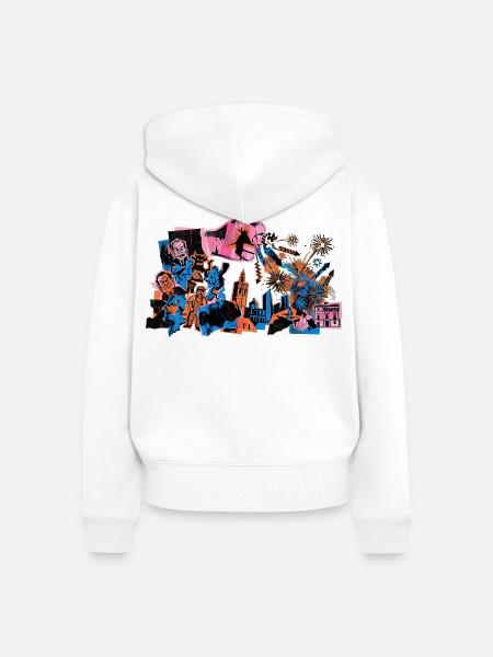 Fallas De Valencia Feuerwerk Risographie - Frauen Premium Bio Zip Hoodie - Weiß