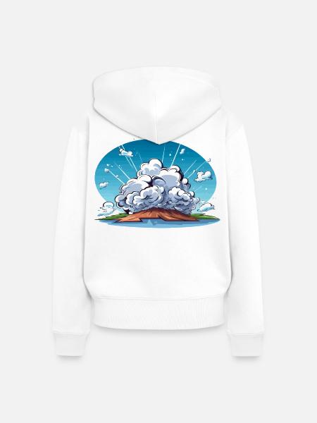 Comic Explosion im Landschaftspanorama - Frauen Premium Bio Zip Hoodie - Weiß