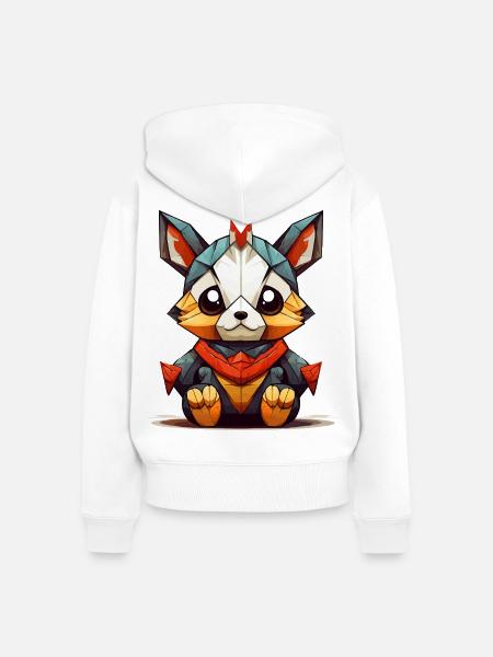 Geometrischer Fuchs Charm - Frauen Premium Bio Zip Hoodie - Weiß