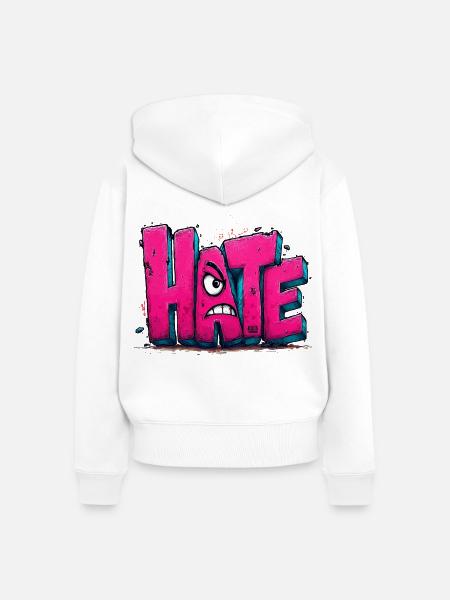 Hate Graffiti - Frauen Premium Bio Zip Hoodie - Weiß