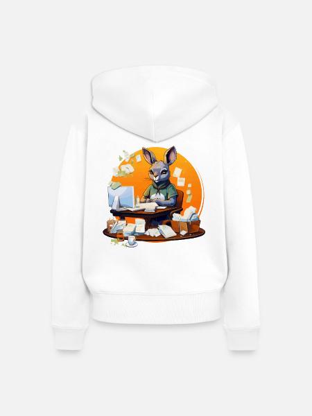 Bürohase im Papierchaos - Frauen Premium Bio Zip Hoodie - Weiß