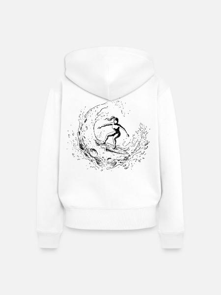 Kosmischer Mondsurfer - Frauen Premium Bio Zip Hoodie - Weiß