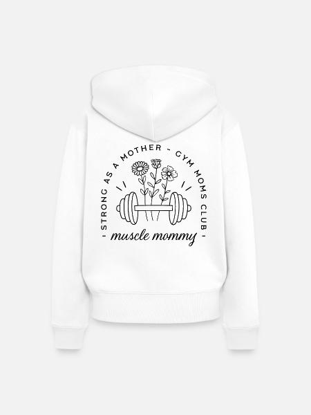 Fitnessstudio-Mama Muskel-Mama fitte Mutter lustig - Frauen Premium Bio Zip Hoodie - Weiß