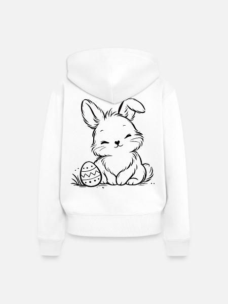 Osterhäschen mit Osterei - Frauen Premium Bio Zip Hoodie - Weiß