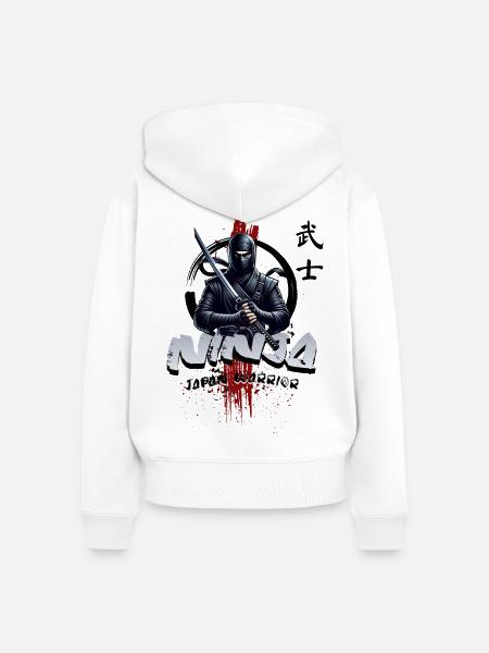 Ninja Japan Krieger - Frauen Premium Bio Zip Hoodie - Weiß