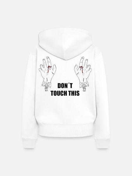 Don´t touch this - Frauen Premium Bio Zip Hoodie - Weiß