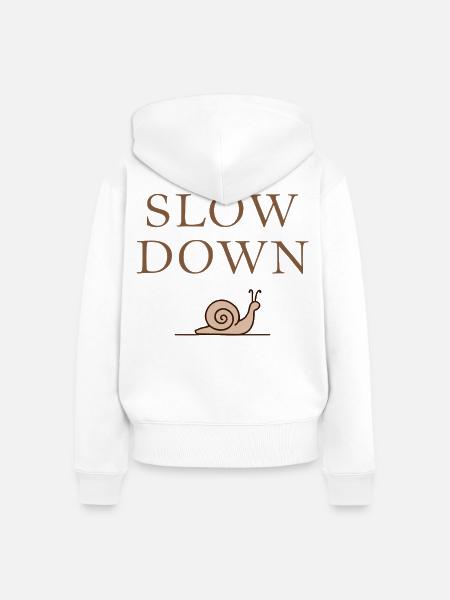 Slow Down Schnecke Entschleunigung Achtsamkeit - Frauen Premium Bio Zip Hoodie - Weiß