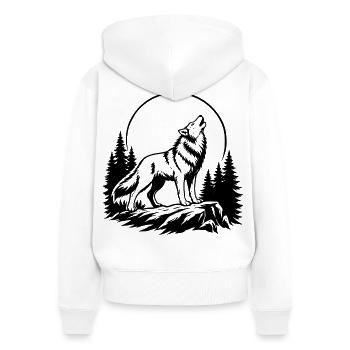 Wolf mit Vollmond - Frauen Premium Bio Zip Hoodie - Weiß - Hinten - AI Model Female 172 light (172cm)