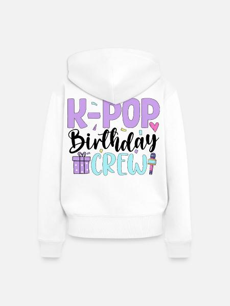 K Pop Birthday Crew - Frauen Premium Bio Zip Hoodie - Weiß