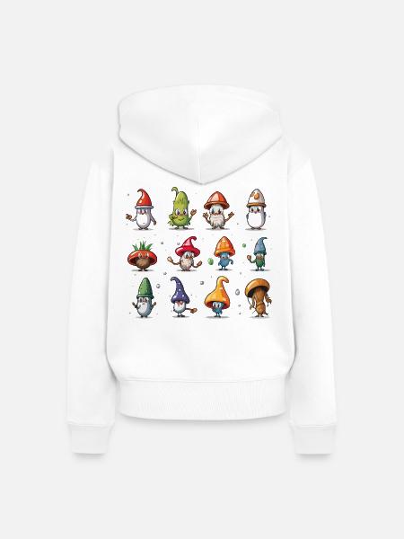 Pilzgnomen Parade - Frauen Premium Bio Zip Hoodie - Weiß