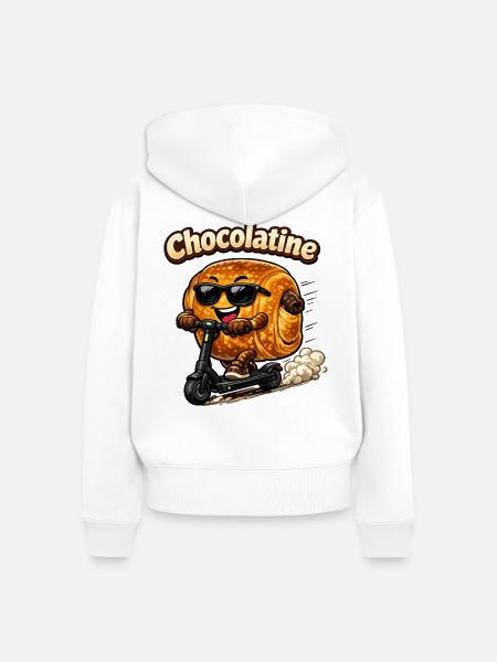 Chocolatine-Roller - Frauen Premium Bio Zip Hoodie - Weiß