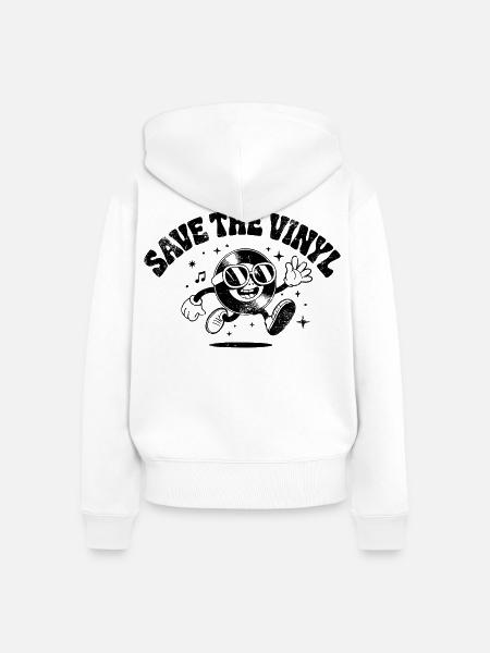 Save the Vinyl - Frauen Premium Bio Zip Hoodie - Weiß