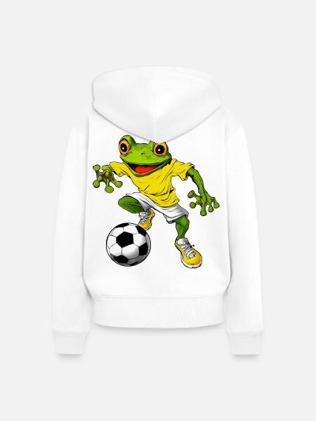 Fussball Frösche - Frauen Premium Bio Zip Hoodie - Weiß