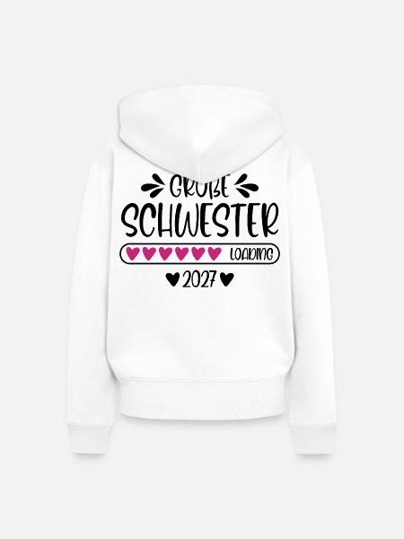 Große Schwester 2027 loading - Frauen Premium Bio Zip Hoodie - Weiß