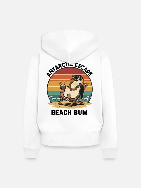 Penguin Beach Retro Beach Bum - Frauen Premium Bio Zip Hoodie - Weiß