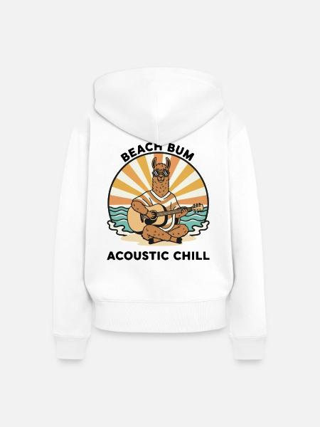 Llama Beach Bum Akustik-Chill-Gitarre - Frauen Premium Bio Zip Hoodie - Weiß