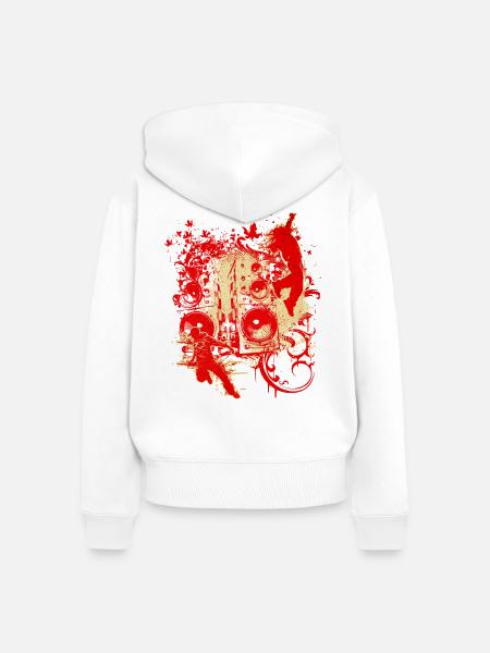 Red DJ Sound Splash - Frauen Premium Bio Zip Hoodie - Weiß