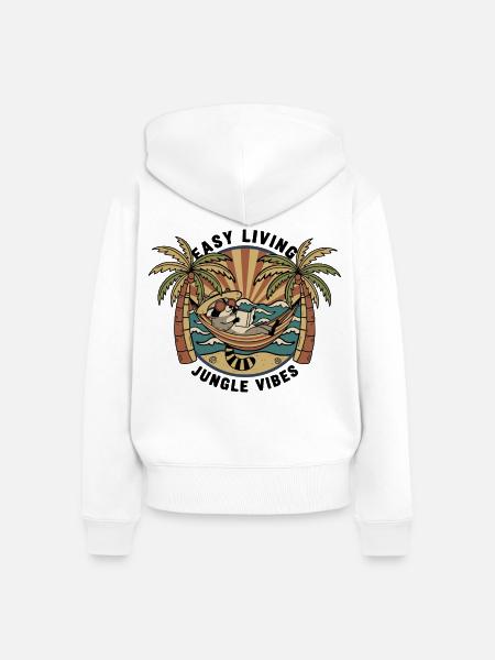 Waschbär-Hängematten-Dschungel – einfaches Leben - Frauen Premium Bio Zip Hoodie - Weiß