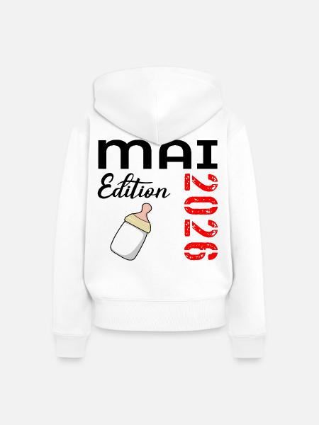 Geburt Baby Mai 2026 - Frauen Premium Bio Zip Hoodie - Weiß