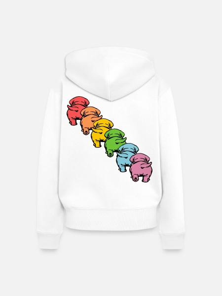 INKLUSION HUNDE REGENBOGEN - Frauen Premium Bio Zip Hoodie - Weiß
