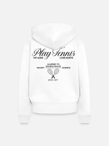 Play Tennis hit aces - Frauen Premium Bio Zip Hoodie - Weiß