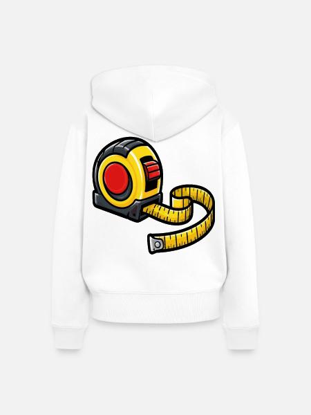 DIY-Maßbandwerkzeug - Frauen Premium Bio Zip Hoodie - Weiß