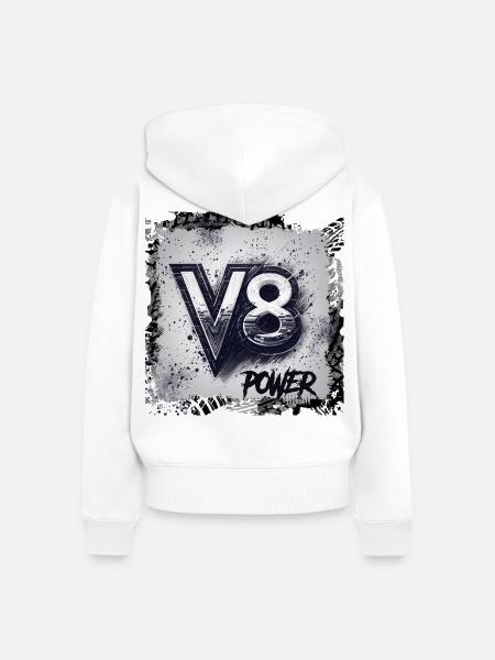 V8-Leistung - Frauen Premium Bio Zip Hoodie - Weiß