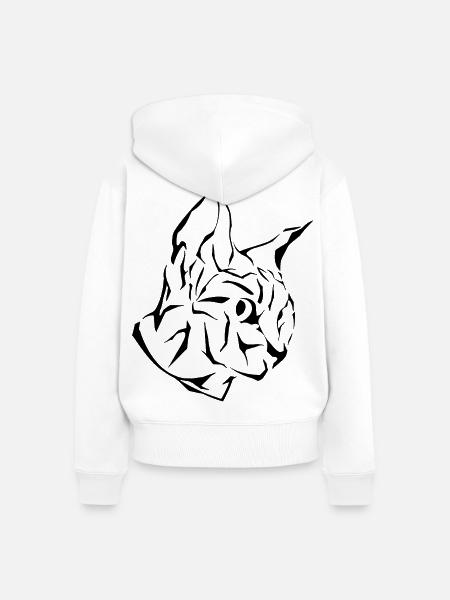 Sphinx Katzenkopf Tribal - Frauen Premium Bio Zip Hoodie - Weiß