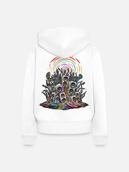 Psychedelischer Sprecher - Frauen Premium Bio Zip Hoodie - Weiß