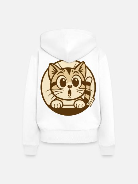 Neugieriges Kätzchen--Abzeichen - Frauen Premium Bio Zip Hoodie - Weiß