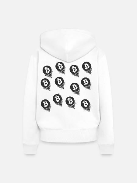 Bitcoin Pinselmuster Serie - Frauen Premium Bio Zip Hoodie - Weiß