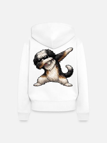 Dabbing Tibet Terrier - Frauen Premium Bio Zip Hoodie - Weiß