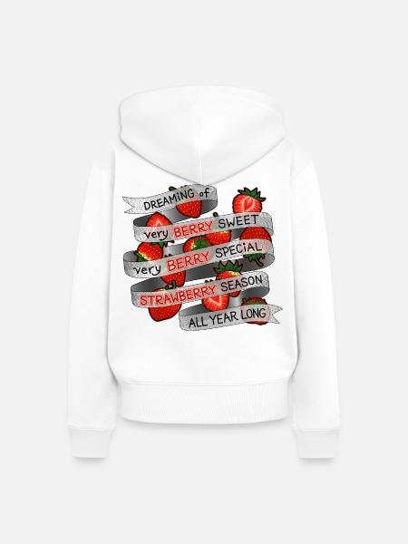 Ich träume von Strawberry_all Jahr - Frauen Premium Bio Zip Hoodie - Weiß