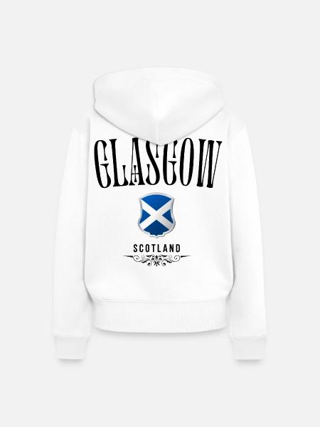 Glasgow Souvenir, elegantes Design Glasgow - Frauen Premium Bio Zip Hoodie - Weiß