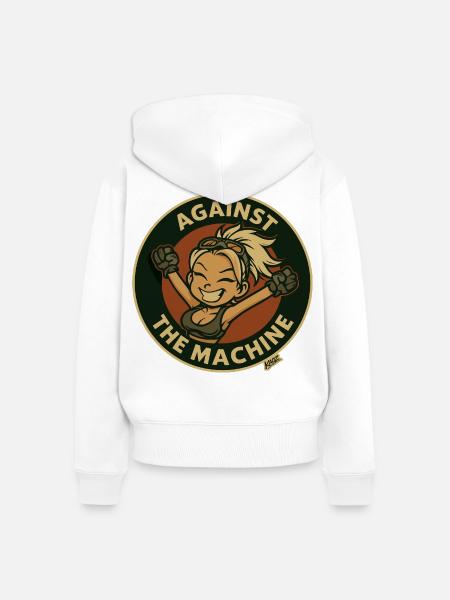 Gegen die Maschine Cartoon-Held - Frauen Premium Bio Zip Hoodie - Weiß