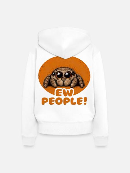 Ew People! Niedliche Spinne - Frauen Premium Bio Zip Hoodie - Weiß