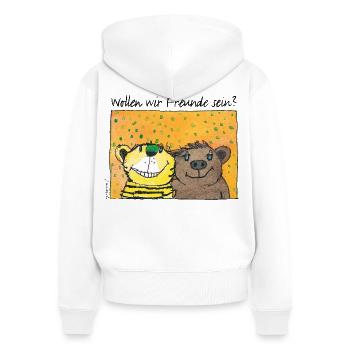 Janosch Wollen Wir Freunde Sein Mit Tiger & Bär - Frauen Premium Bio Zip Hoodie - Weiß - Hinten - AI Model Female 172 light (172cm)