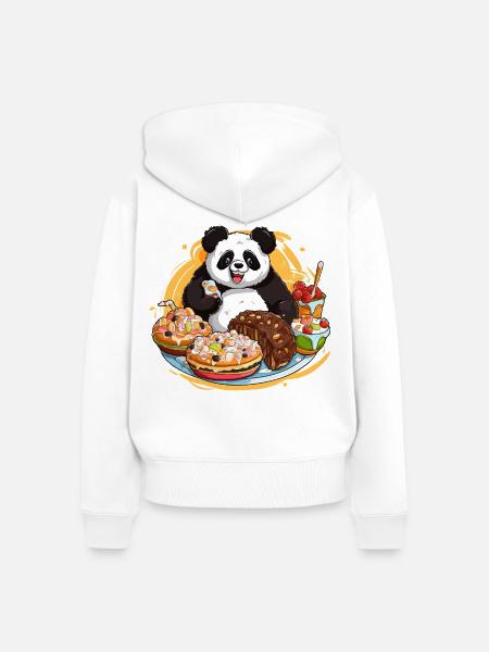 Panda Dessert Fest - Frauen Premium Bio Zip Hoodie - Weiß