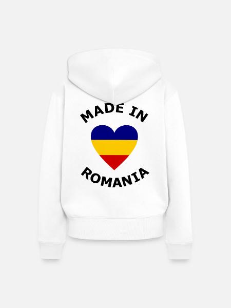 Rumänienfarben Herzliebe - Frauen Premium Bio Zip Hoodie - Weiß