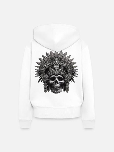 Maya Krieger Azteken Design - Frauen Premium Bio Zip Hoodie - Weiß