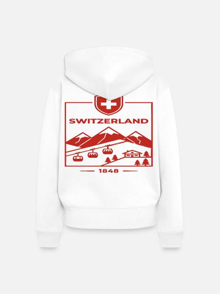Schweiz Alpen Wappen 1848 - Frauen Premium Bio Zip Hoodie - Weiß