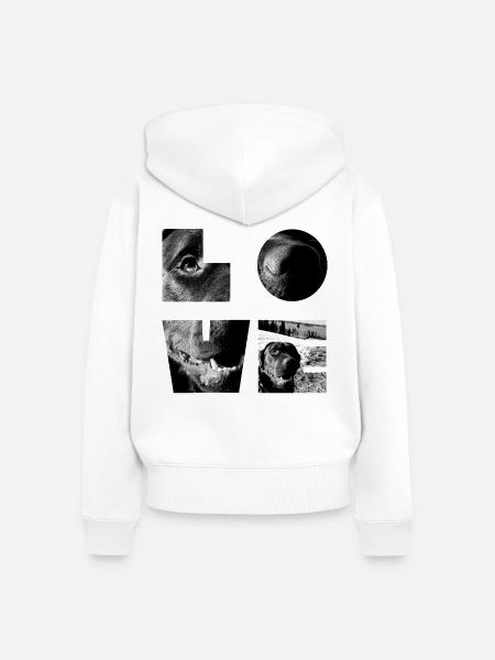 Schwarz-Weißes Hundemosaik - Frauen Premium Bio Zip Hoodie - Weiß