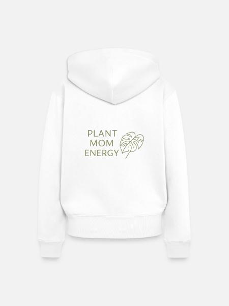 Plant Mom Energy - Frauen Premium Bio Zip Hoodie - Weiß