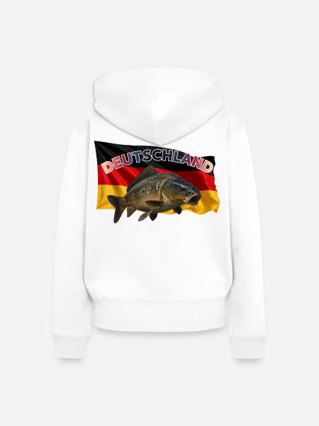 Karpfenangeln Deutschland - Angeldesign - Frauen Premium Bio Zip Hoodie - Weiß