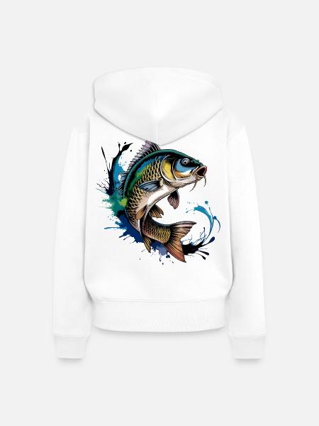 Springender Karpf - Frauen Premium Bio Zip Hoodie - Weiß
