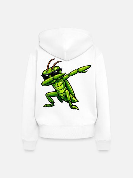Dabbing Grashüpfer - Frauen Premium Bio Zip Hoodie - Weiß