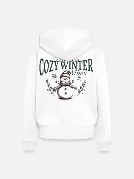 Cozy Winter Vibes Schneemann - Frauen Premium Bio Zip Hoodie - Weiß