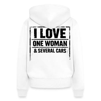 T-Shirt Humor Auto Leidenschaft Mechaniker Auto - Frauen Premium Bio Zip Hoodie - Weiß - Hinten - AI Model Female 172 light (172cm)