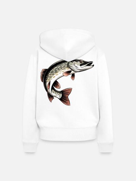 Raubfisch Hecht - Frauen Premium Bio Zip Hoodie - Weiß