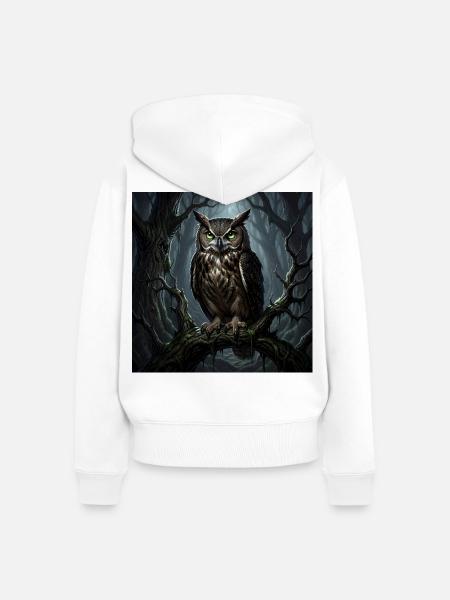 Uhu wächter des Waldes - Frauen Premium Bio Zip Hoodie - Weiß